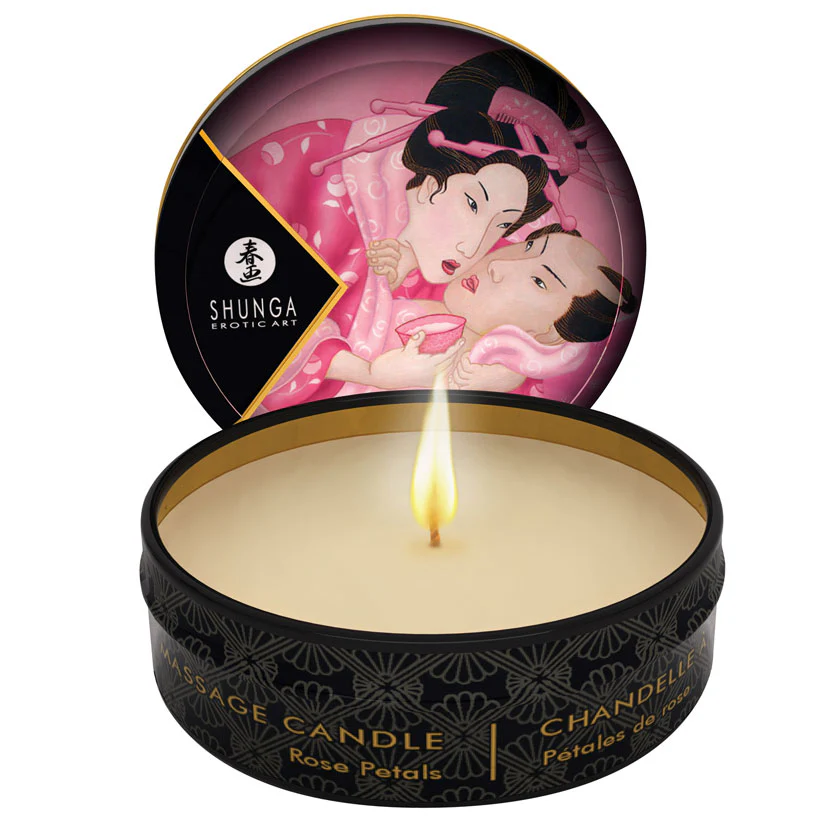 Shunga Mini Massage Candle-Rose Petals 1oz - Image 3